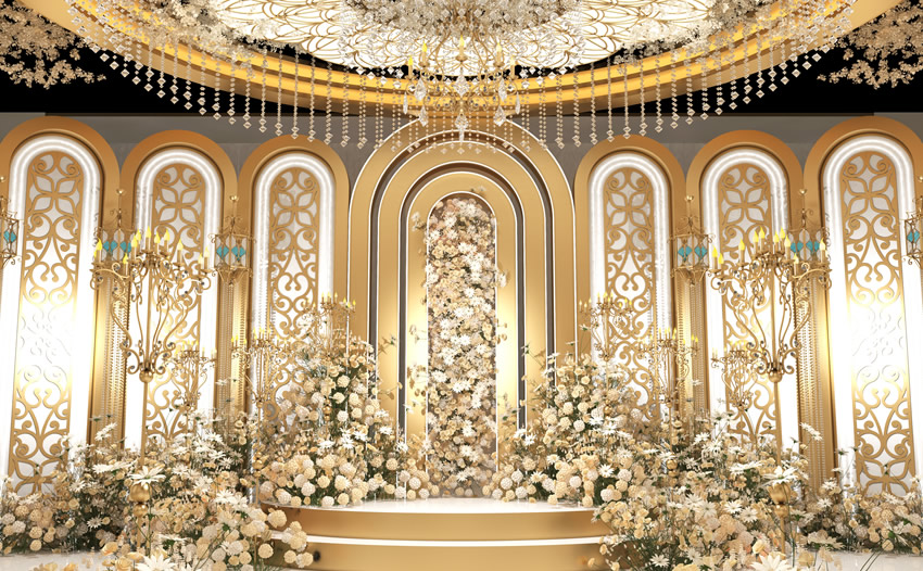 宜川香槟色调婚礼堂效果展示